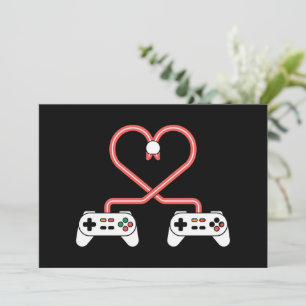 Cartão De Festividades Dia dos Namorados de Video Game com Coração de Con