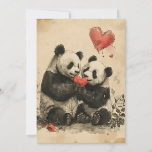 Cartão De Festividades Dia dos Namorados do Panda