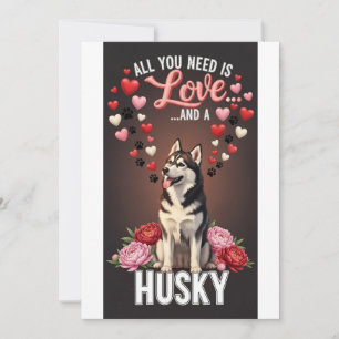 Cartão De Festividades Dia dos Namorados Fofa husky Foto Cuddle 