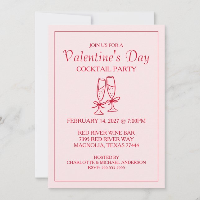 Cartão De Festividades Dia dos Namorados Fofo XOXO Rosa Vermelho (Frente)