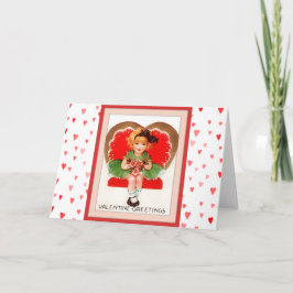 Cartão De Festividades Dia dos Namorados Menina Antiga