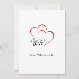 Cartão De Festividades Dia dos Namorados Minimalista Preto Vermelho de Ma