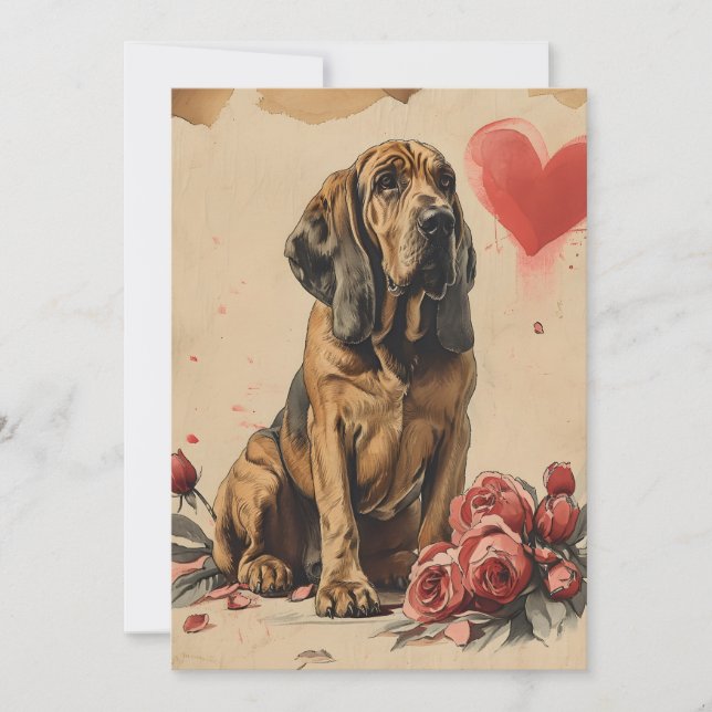 Cartão De Festividades Dia dos Namorados retrô do Bloodhound  (Frente)