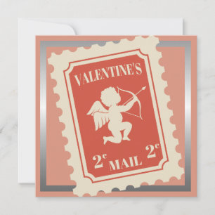 Cartão De Festividades Dia dos Namorados Romântico .2 centavo cupido Selo
