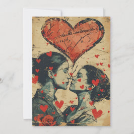 Cartão De Festividades Dia dos Namorados Vintage LGBTQ