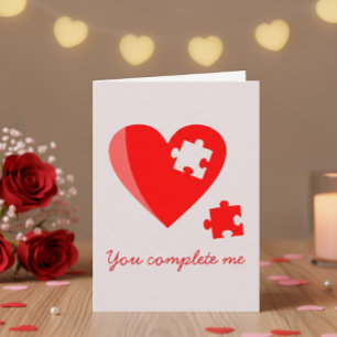 Cartão De Festividades Dia dos Namorados Você Me Completa Puzzle Coração