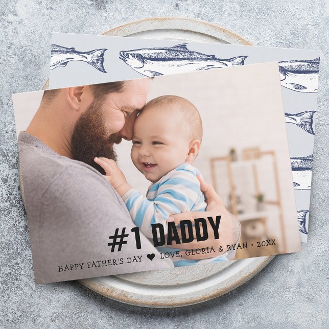 Cartão De Festividades Dia dos Pais #1 Foto do Papai Flat (Father's Day #1 Daddy Photo Flat Holiday Card)