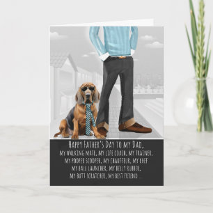 Cartão De Festividades Dia dos Pais com Cachorro Bloodhound Engraçado e P