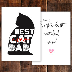 Cartão De Festividades Dia dos Pais Engraçado Vermelho Melhor Pai de Gato