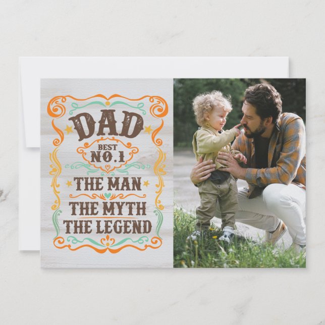 Cartão De Festividades Dia dos Pais Foto O Homem O Mito A Lenda (Frente)