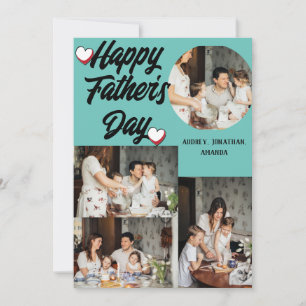 Cartão De Festividades Dia dos Pais personalizado, colagem de quatro foto