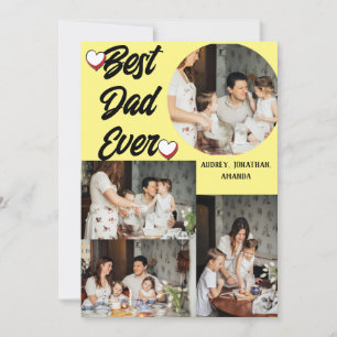 Cartão De Festividades Dia dos Pais personalizado, colagem de quatro foto