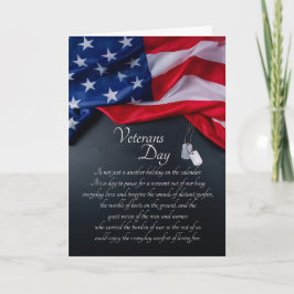 Cartão De Festividades Dia dos Veteranos Bandeira Americana e Placas de I