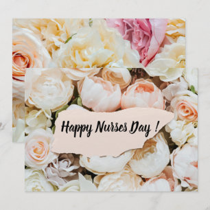 Cartão De Festividades Dia Feliz das Enfermeiras com Floral Pastel Simple