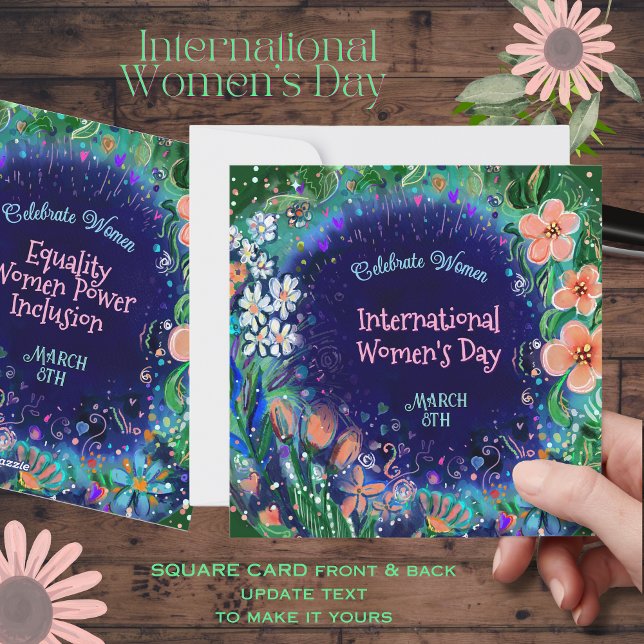 Cartão De Festividades Dia Floral Vibrante para Aquarelas (Watercolor vibrant Floral Women's Day Holiday Card)