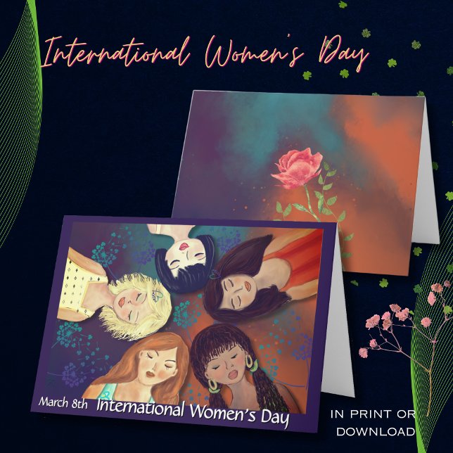 Cartão De Festividades Dia Internacional da Mulher, comemoração da Unidad (International Women's Day celebrating Unity Holiday Card)