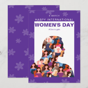 Cartão De Festividades Dia Internacional da Mulher Feliz Roxo