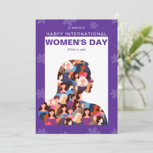 Cartão De Festividades Dia Internacional da Mulher Feliz Roxo