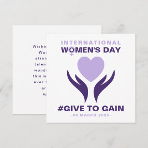 Cartão De Festividades Dia Internacional da Mulher Give To Gain 2026