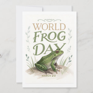 Cartão De Festividades Dia Mundial da Rã Arte em Aquarela da Natureza
