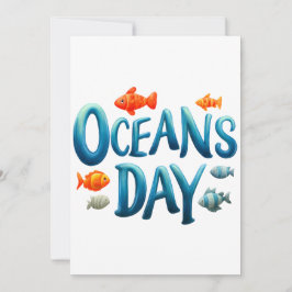 Cartão De Festividades Dia Mundial dos Oceanos - Celebração do Dia dos Oc