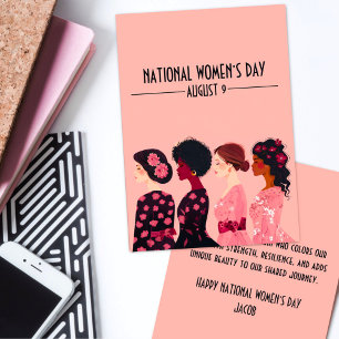 Cartão De Festividades Dia Nacional da Mulher: Mulheres Globais Rosa