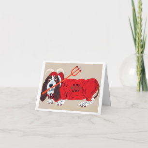 Cartão De Festividades Diabo Basset Hound