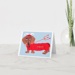 Cartão De Festividades Diabo Dachshund