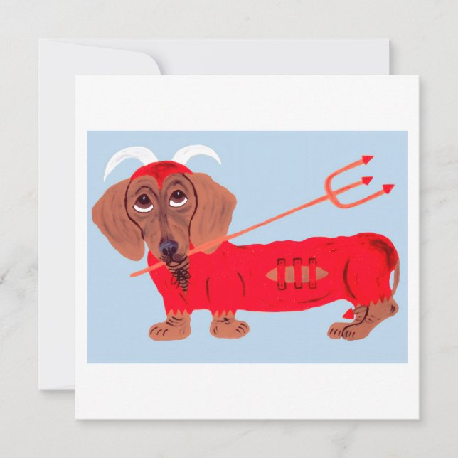 Cartão De Festividades Diabo Dachshund (Frente)