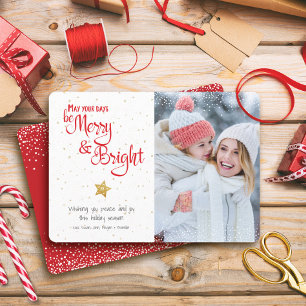 Cartão De Festividades Dias de Foto Alegre e Brilhante Estrela Dourada Rú