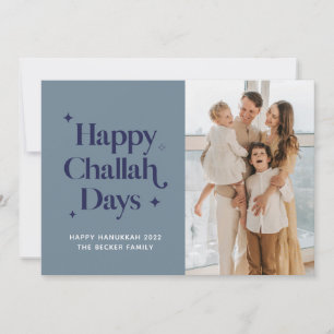 Cartão De Festividades Dias Felizes de Challah Azul Hanukkah Foto de Famí
