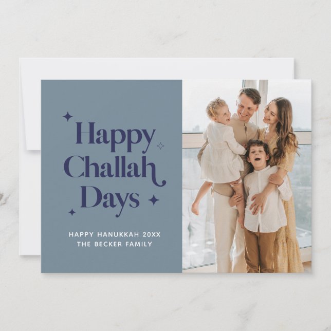 Cartão De Festividades Dias Felizes de Challah de Hanukkah Foto da Famíli (Frente)