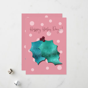 Cartão De Festividades Dias Felizes de Natal Rosa e Aquamarine!