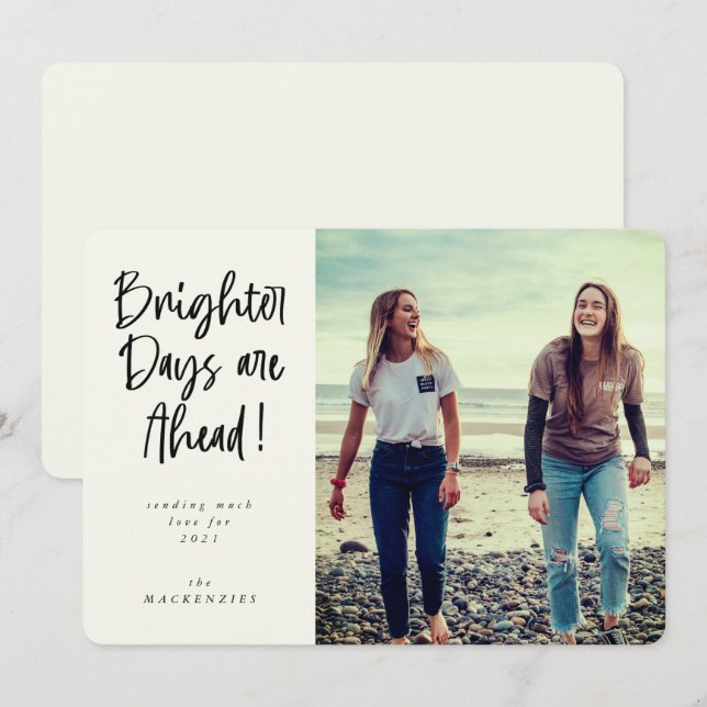 Cartão De Festividades Dias mais Brilhantes estão à frente Foto do Ano No (Frente/Verso)