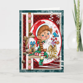Cartão De Festividades Digi Doodles Damita Christmas Elf Greeting Card