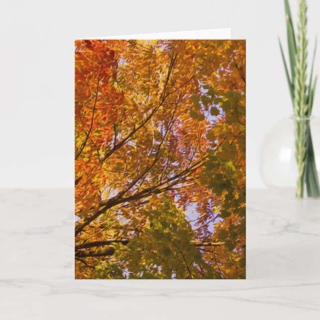 Cartão De Festividades Digital Oil Painting : Autumn Leaves on Tree (Frente)