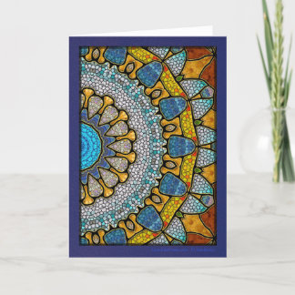 Cartão De Festividades Digital yellow and blue mandala