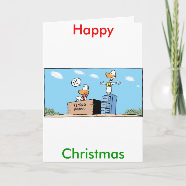 Cartão De Festividades Ding Duck Funny Cartoon Christmas Card (Frente)