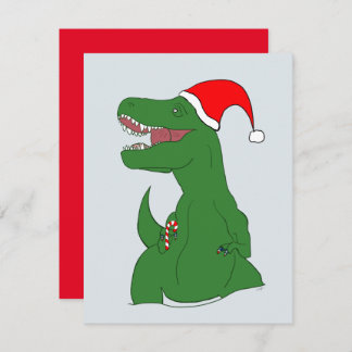 Cartão De Festividades Dinosaur Christmas Holiday Card