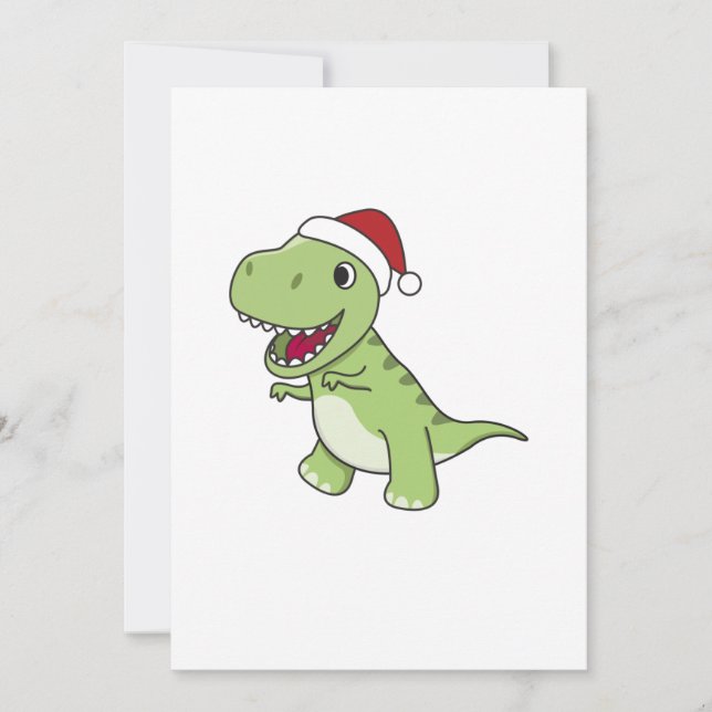 Cartão De Festividades Dinosaur Christmas Snow Winter T-Rex Dino Adult Cl (Frente)