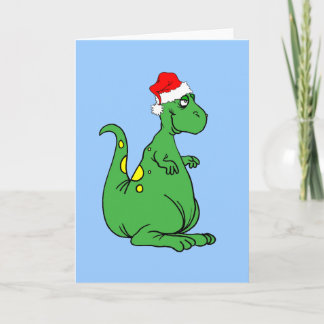 Cartão De Festividades dinosaur Santa