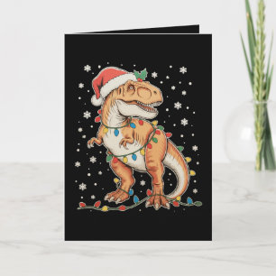 Cartão De Festividades Dinosaur T Rex Natal Dino Luzes De Natal Férias