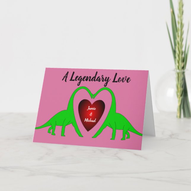 Cartão De Festividades Dinosaur Valentine Love Card to Personalize (Frente)