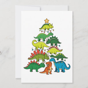 Cartão De Festividades Dinossauro de Natal T Rex Árvore Luzes de Natal Fe