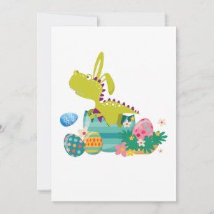 Cartão De Festividades Dinossauro T-Rex Coelhinha Páscoa De Ovo Dons Eng