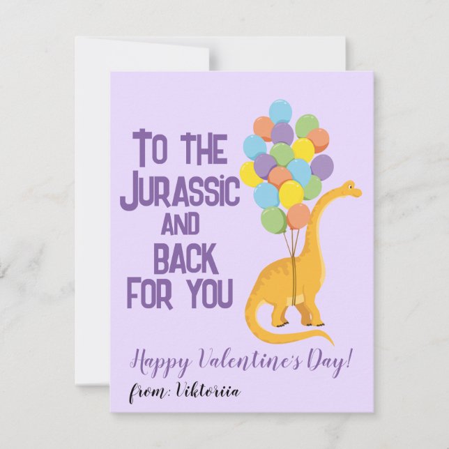 Cartão De Festividades Dinossauros Jurássicos bonitos balões para criança (Frente)