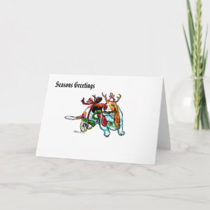 Cartão De Festividades Disabled Xmas Basset Hound Greetings Card