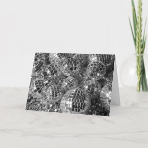 Cartão De Festividades Disco Ball Ornaments Black & White Photo Christmas