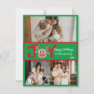 Cartão De Festividades Diversão Alegria Bonito 3 Foto Cartoon Rena Vermel