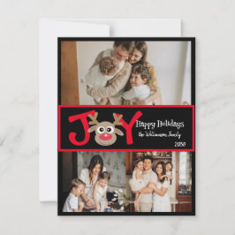 Cartão De Festividades Diversão Alegria Fofo 3 Foto Cartoon Rena Preto Ve